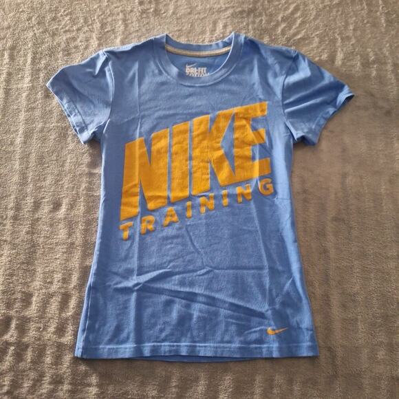 The Nike Tee Womens Crew Neck T-Shirt Short Sleeve Blue Size XS Dri-Fit Cotton - Picture 1 of 7